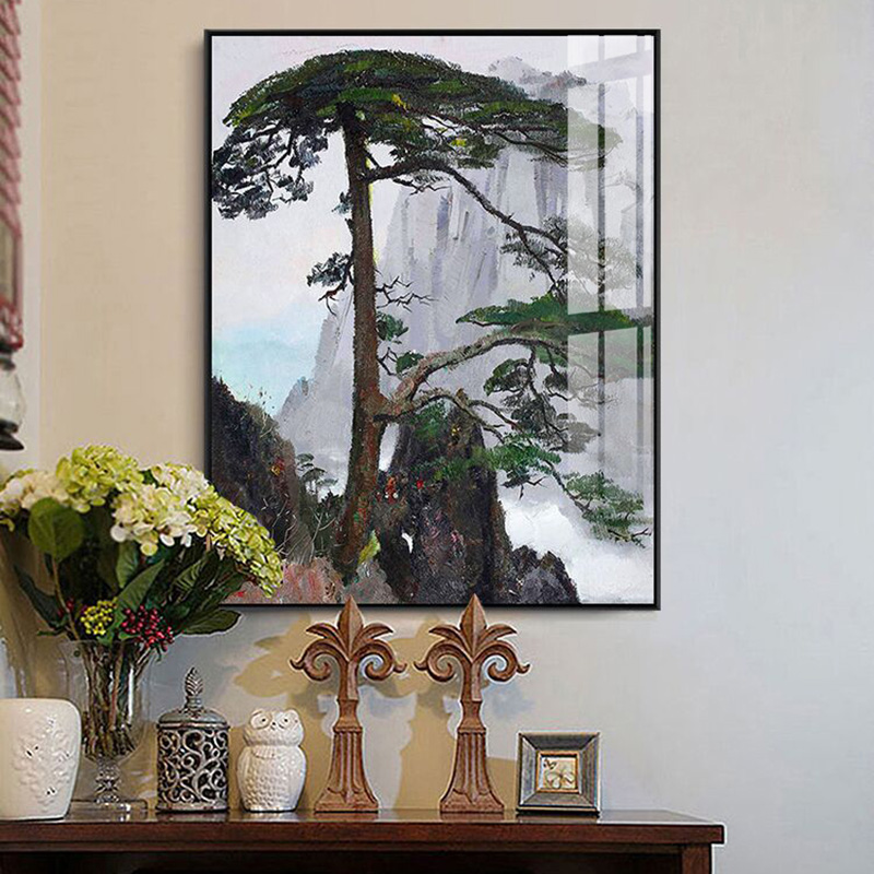 吴冠中水墨画中式油画风景松树迎客松客厅玄关大幅装饰画店长推荐