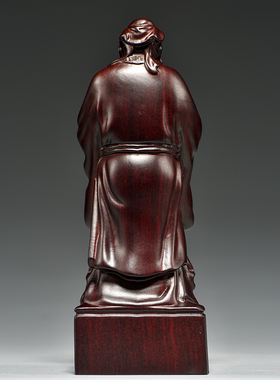 黑檀木雕孔子雕像摆件木制雕刻教师节礼物学校客厅玄关装饰工艺品