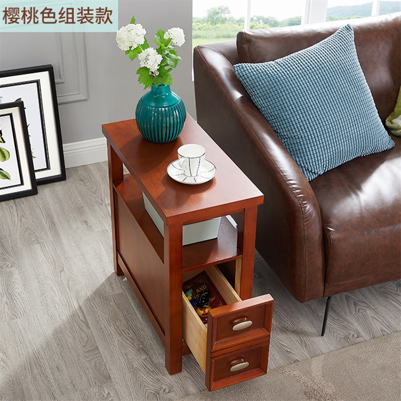 美式沙发方几边几实木客厅复古角几整体边柜小咖啡桌欧式电话桌子