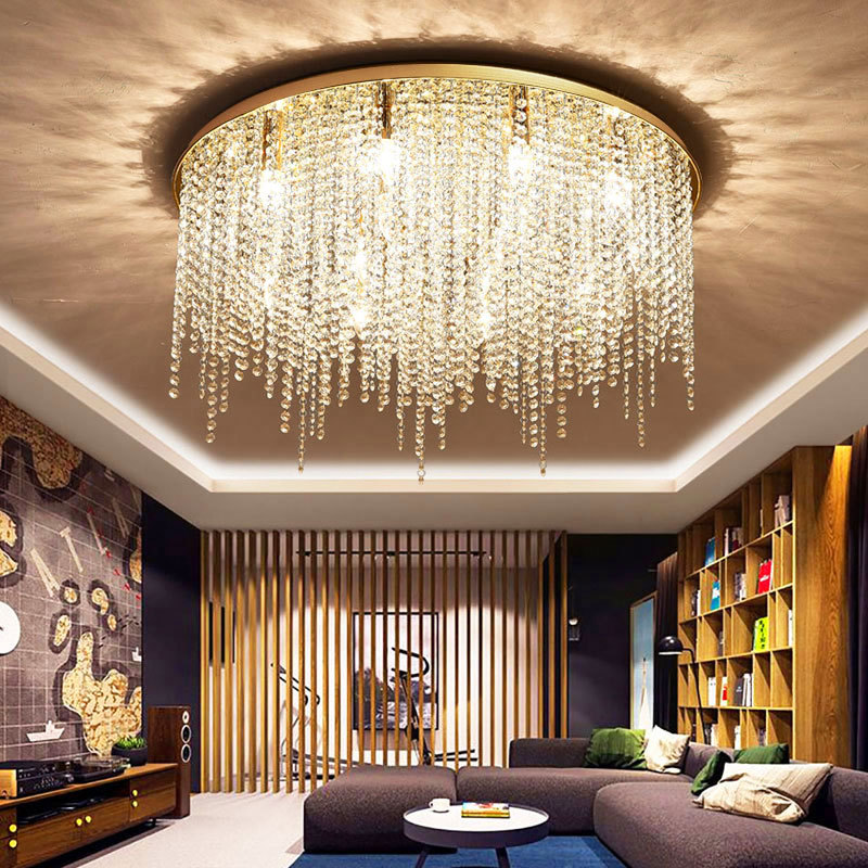 流苏水晶灯圆形后现代轻奢客厅吸顶主卧室灯网红led餐厅创意灯具