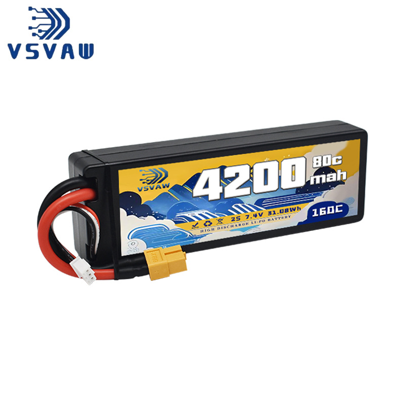 VSVAW 4200mAh 2S 7.4V 80C 1/12漂移竞速大脚越野硬壳锂电池