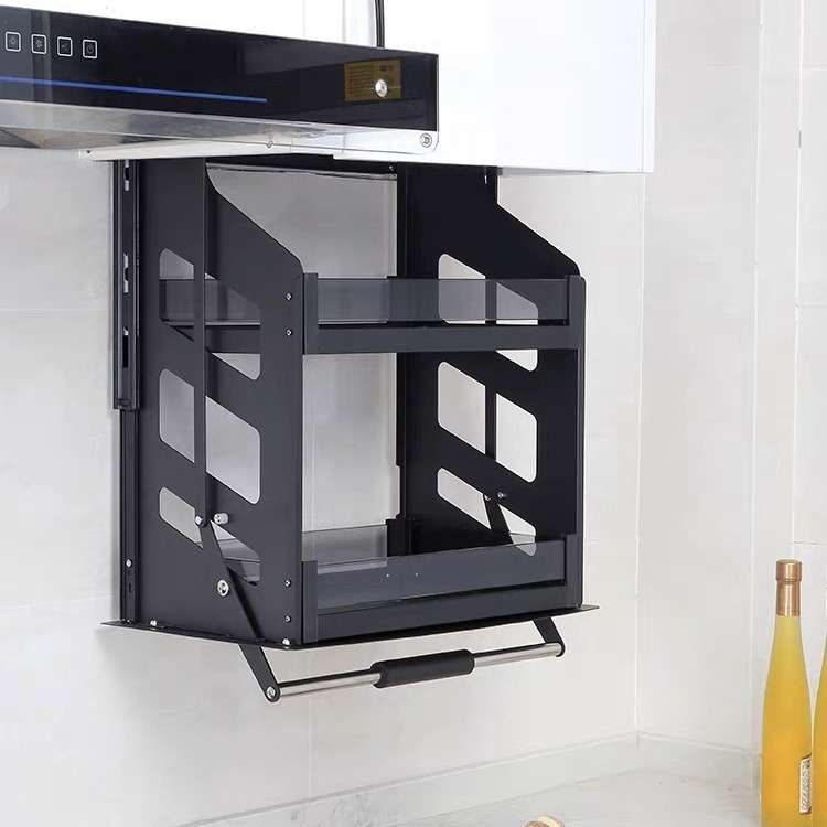 厨房吊柜升降拉篮橱柜顶上壁柜垂直下拉式调味篮升降机缓冲置物架