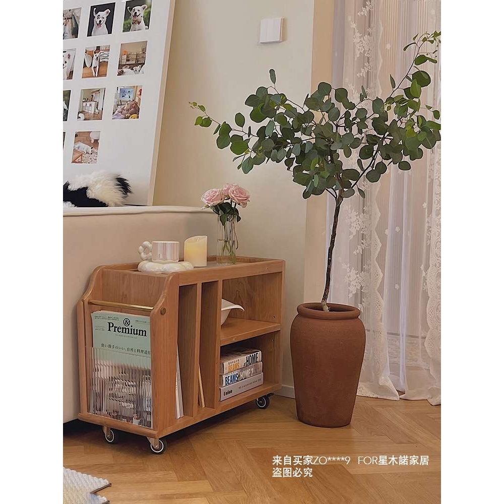 樱桃木巴扬推车/复古实木移动茶几客厅家具沙发边几边柜小置物架