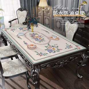欧式餐桌桌布高端奢华防水防油防烫免洗茶几布台面桌垫长方形皮革