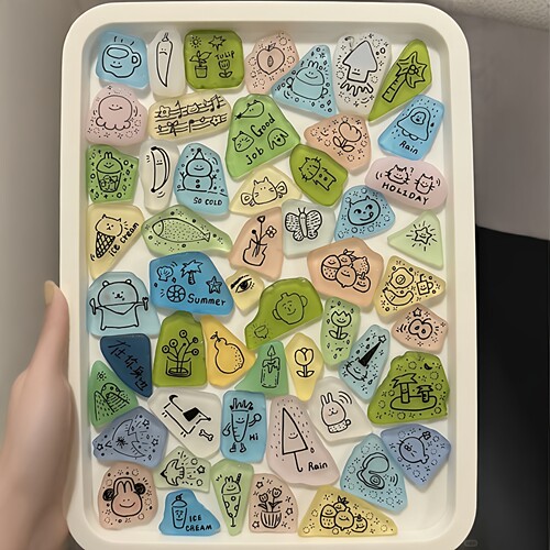 海玻璃高透DIY手绘宠物石头物料