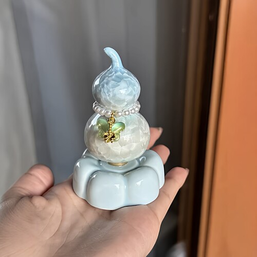 景德镇结晶釉葫芦福禄转转乐摆件