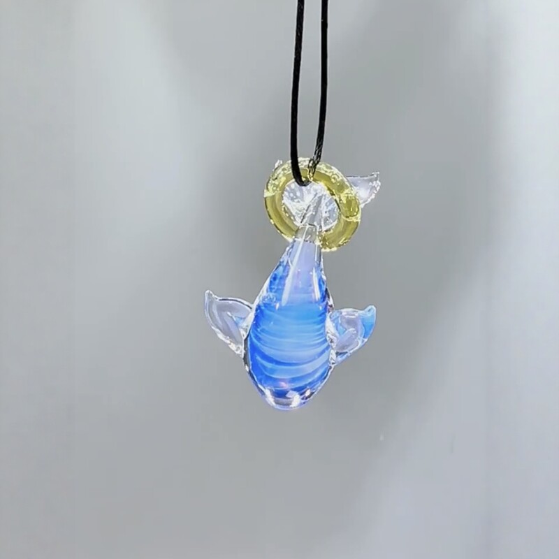 鲸鱼星环玻璃渐变手工吊坠项链图片