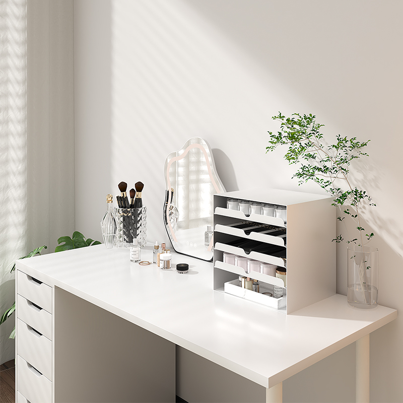 铁艺信盘文件置物架抽拉抽屉式z文具化妆品收纳盒可移动桌面收纳