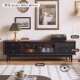 法式 客厅落地储物收纳斗柜茶几组合 复古黑胡桃双色电视柜美式