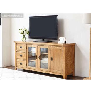 1.8米纯实木餐边柜美式乡村展示柜橡木储物柜带玻璃门餐厅碗柜