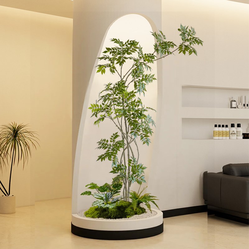 大型仿真绿植造景盆栽栖木室内景观装G饰客厅玄关假树仿生植物盆