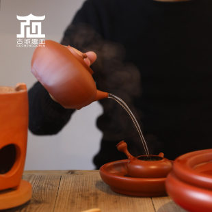 林卫东全手工潮州鸡蛋黄朱泥炭炉烧水煮茶侧把左R右手超薄砂铫陶