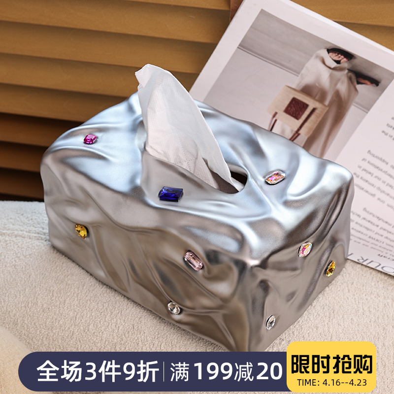 高档轻奢宝石纸巾盒家用客厅茶几高档陶瓷抽纸盒高颜值.桌面纸抽