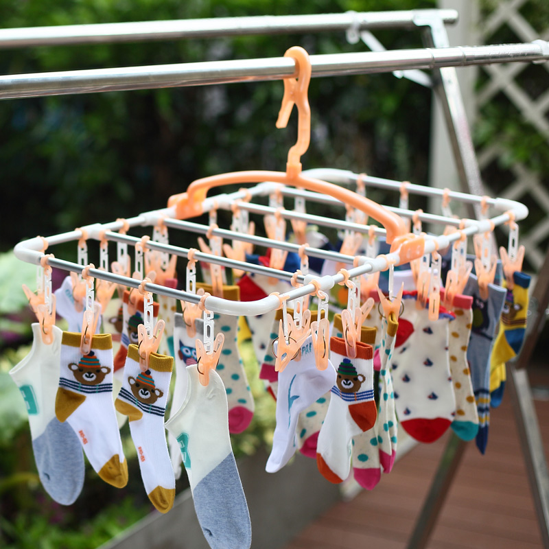 晾袜子神器晾袜架袜子架内衣x内裤夹衣架带夹子晒袜子挂架多功能