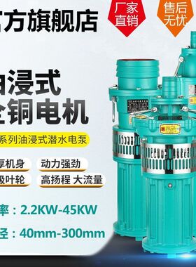 抽水机高扬程家用油浸泵三相大流量潜水泵I农田灌溉养殖308V深井