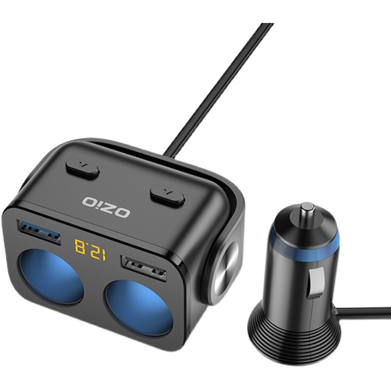 车载充电器带线i车充汽车一拖二三多功能点烟器转换插头手机闪快