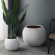 特大号陶瓷花盆白色大圆球u家居创意摆件种树酒店仿真绿植花盆大