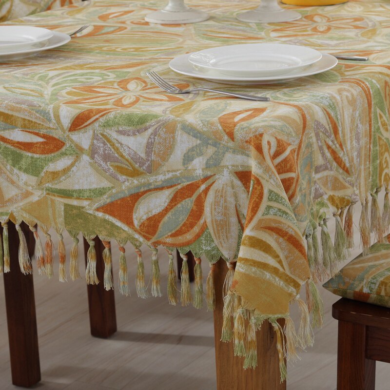 美式乡村桌布高级感棉麻流u苏布艺复古厚款长方形轻奢茶几餐桌桌