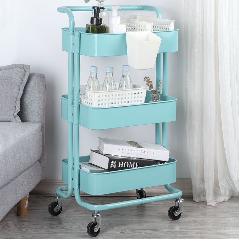 厨房置物架卧室婴儿用o品收纳架移动带轮储物架子多功能家用小推
