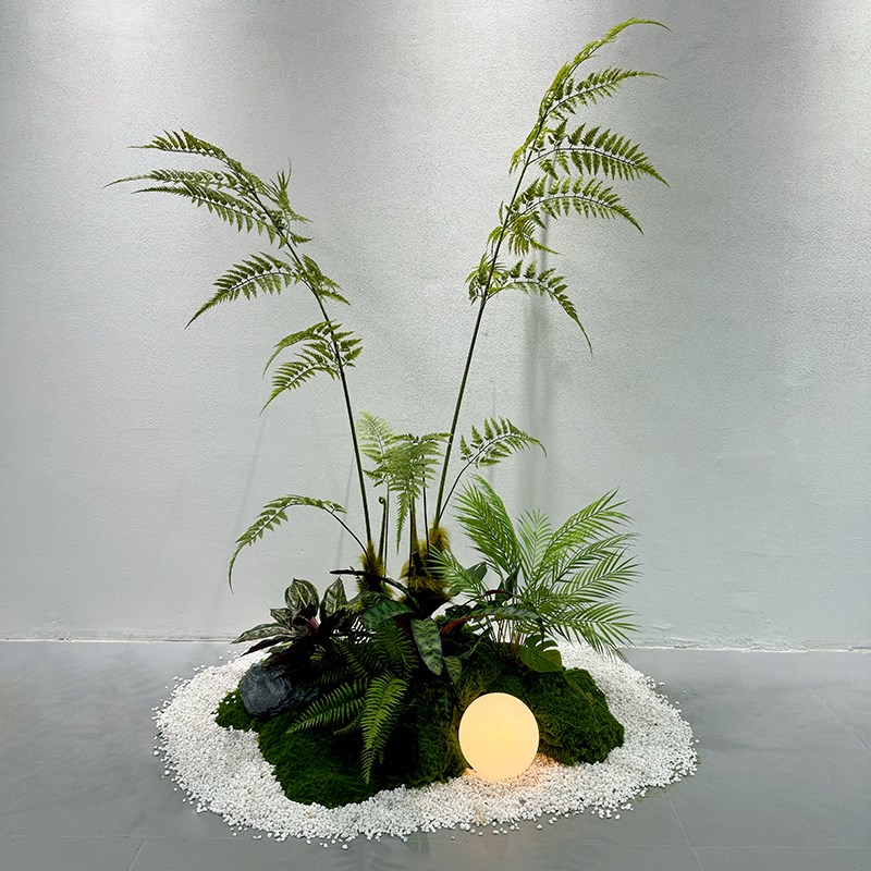 仿真猴头蕨造景组l合蕨类植物金丝蕨盆栽摆件室内假绿植摆件装饰