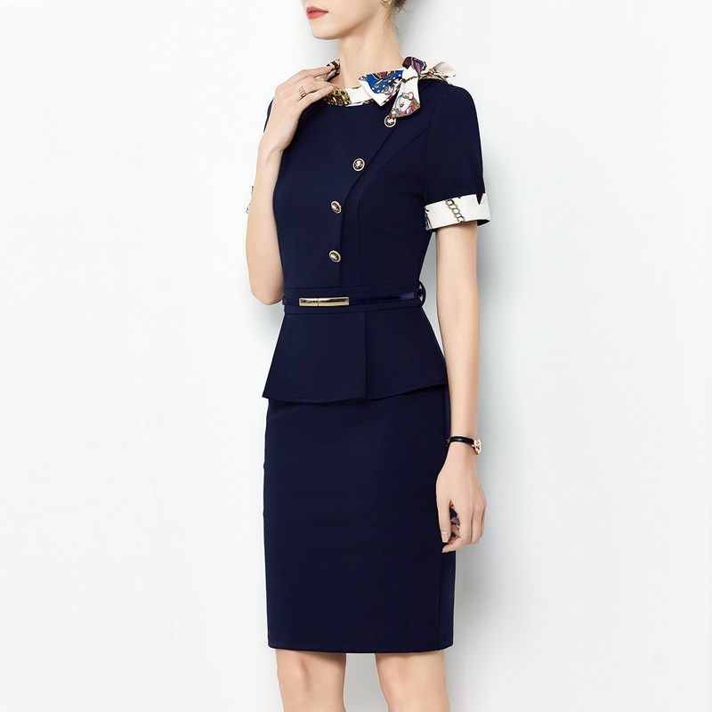 快速发货职业假两件连衣裙女遮x肉显瘦正装OL修身包臀珠宝店前台,女装/女士精品,连衣裙,淘宝优惠券,粉丝福利购,淘宝优惠卷