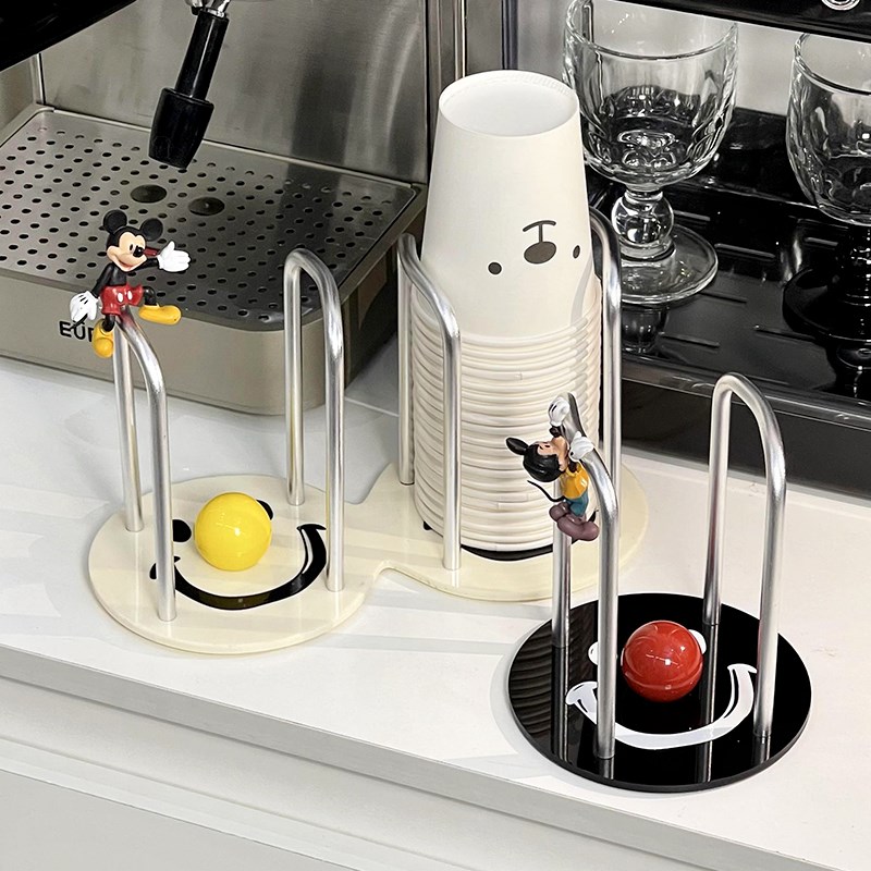 速发取脸一次性杯笑杯器家用饮水机桌面纳杯收纸架高颜值倒扣创意