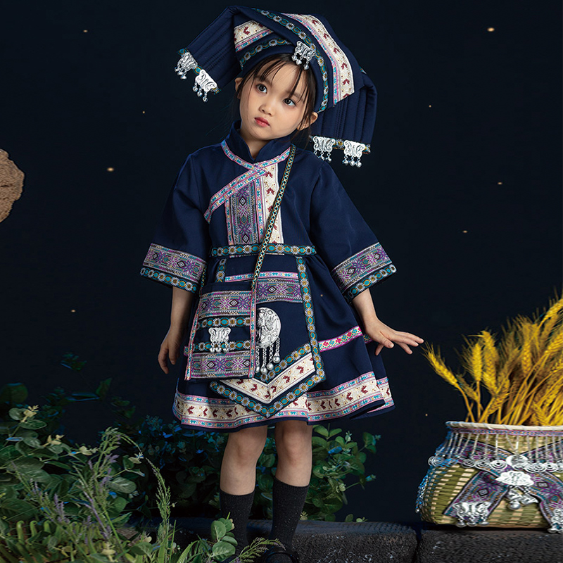 速发少数民族服装儿童壮族服饰改良侗族瑶族苗族族族彝傣尼哈族秋