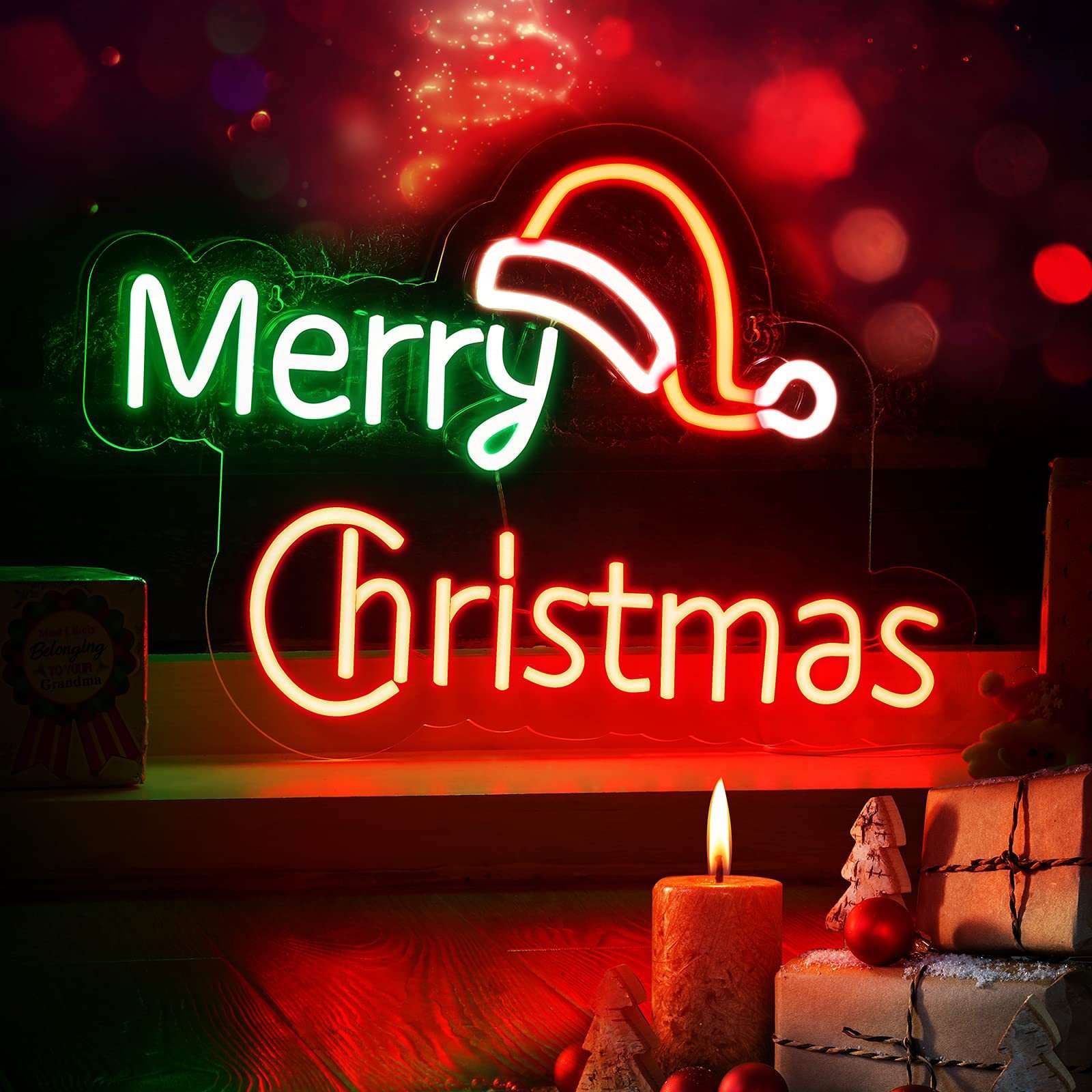 外贸亚马逊LED霓虹灯Merry Christmas圣诞节装饰节日装扮圣诞礼物