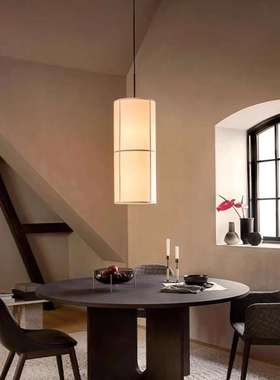 法式Audo HASHIRA餐厅卧室床头亚麻布艺日式复古设计师侘寂风吊灯