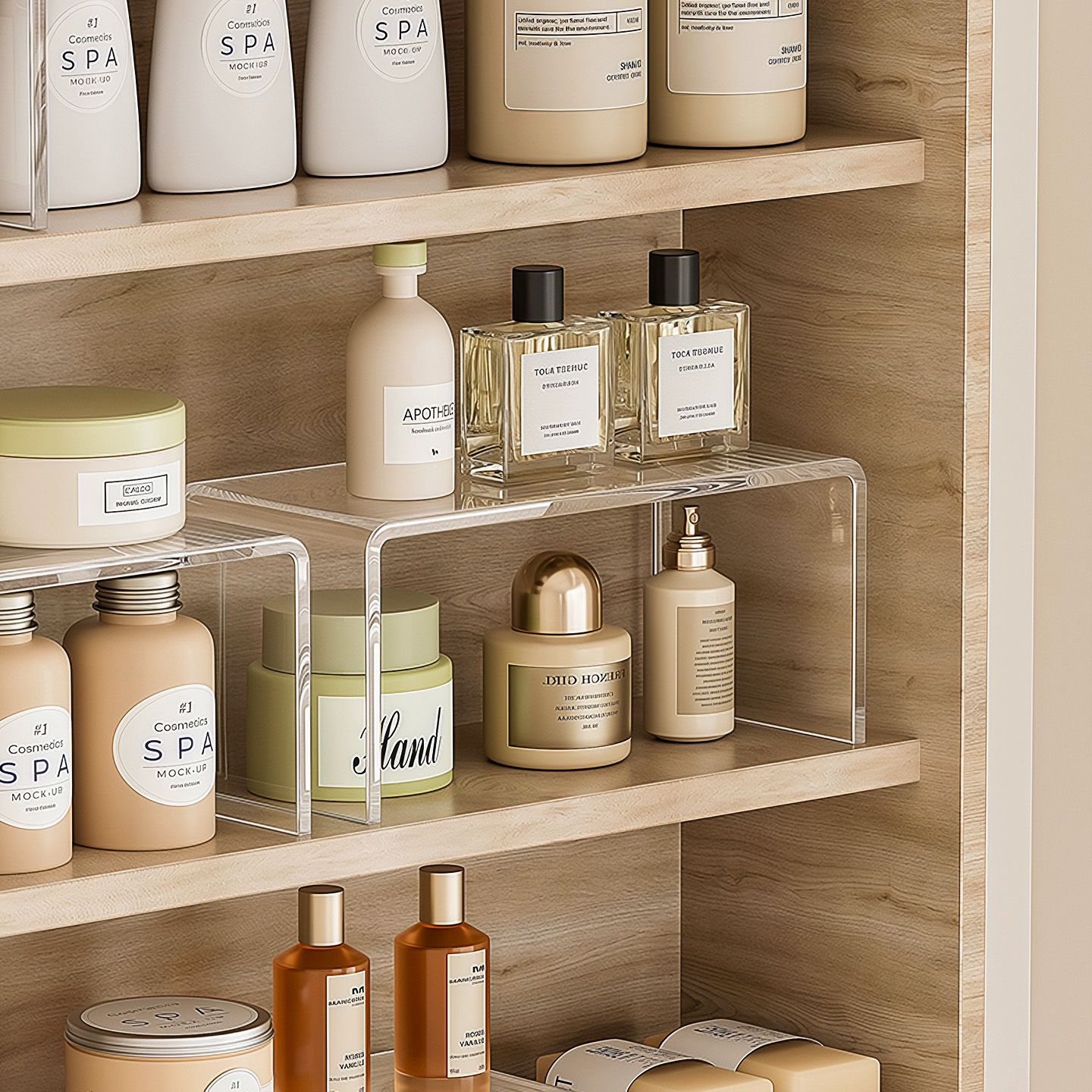 镜柜下收纳盒分层隔板化妆浴室柜