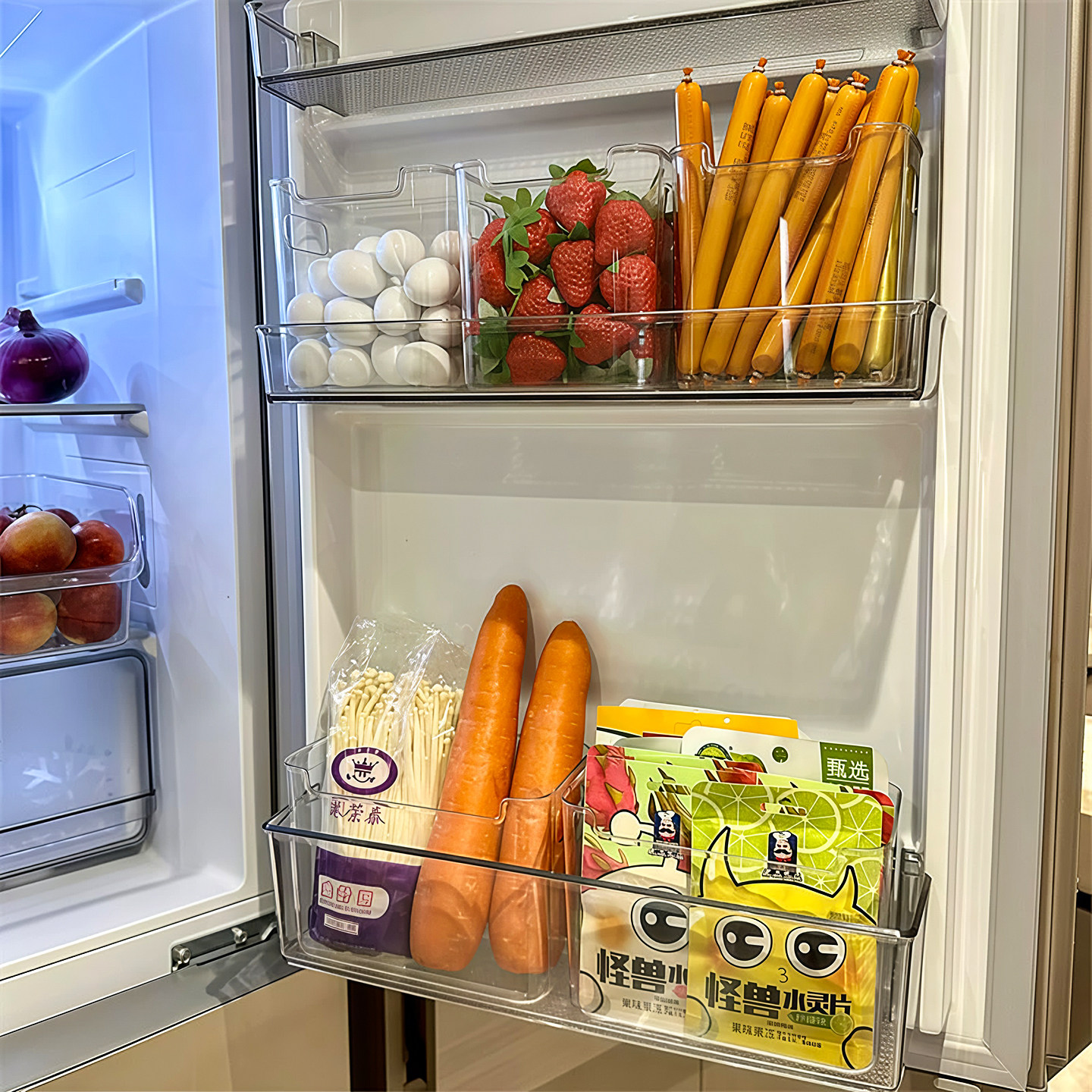 冰箱侧门收纳盒分装整理神器内侧保鲜盒食品级专用侧面门上储物盒