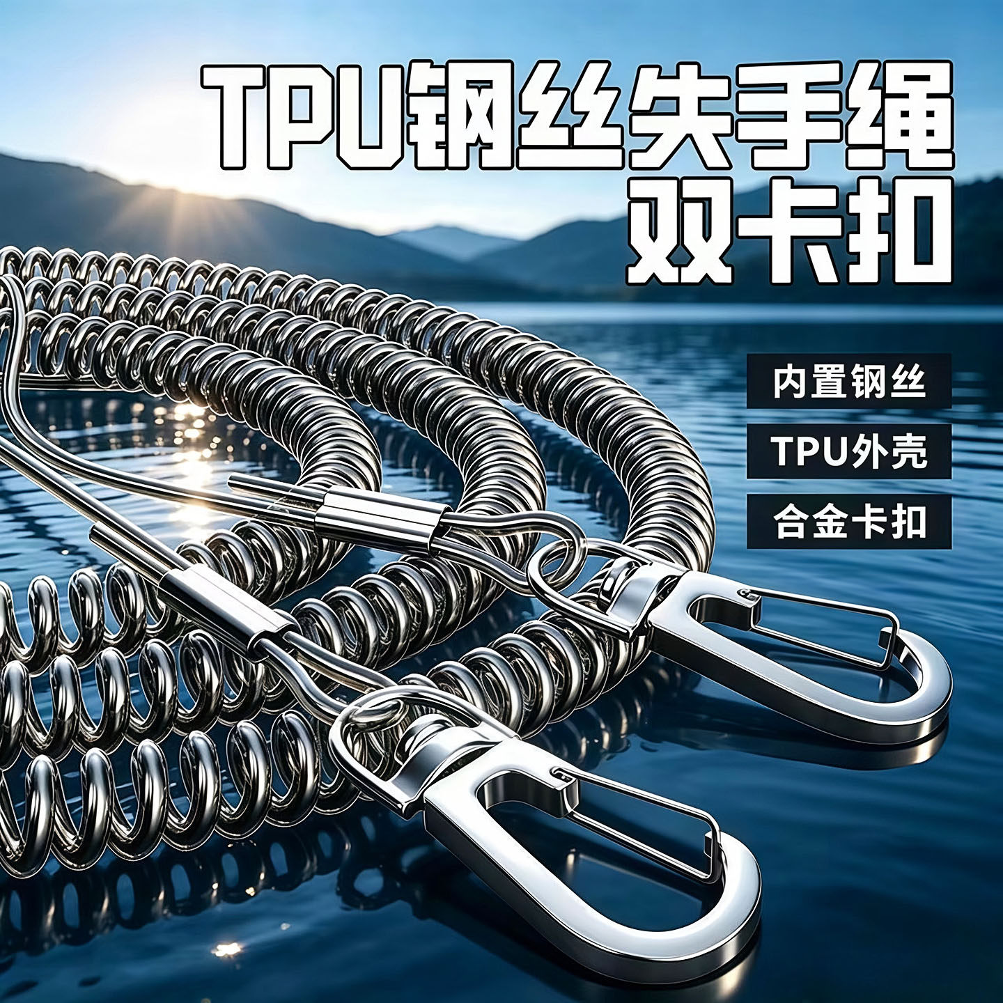 钢丝自动伸缩防丢路亚筏钓失手绳