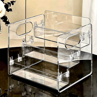 化妆品收纳盒桌面透明亚克力梳妆台阶梯多层整理护肤品香水置物架