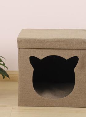 厂用家EGA木猫窝子封闭式人猫共猫实咪用品小幼猫凳屋房子四季通