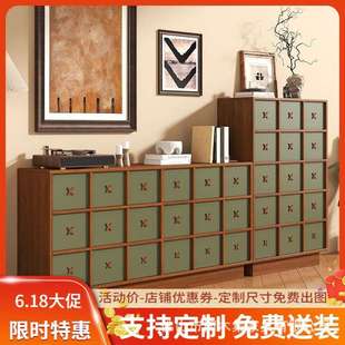 复古客厅边柜卧室储物柜床尾柜抽屉柜置物柜 中古风五斗柜法式