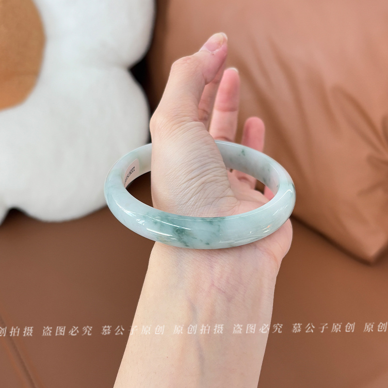 “月照香浓"纯天然A货高端缅甸糯冰种飘花翡翠玉镯子正品玉石女款