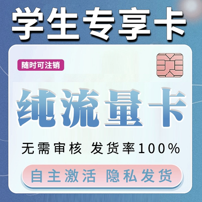 纯流量上网卡流量无线限不可通话5G手机电话卡大王卡大流量流量卡