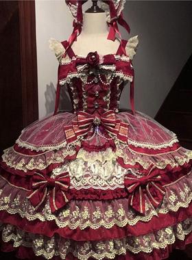 韩菇凉~原创设计Lolita洋装doll感jsk吊带连衣裙洛丽塔秋冬季蕾丝