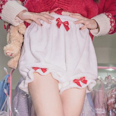 Lolita南瓜裤加绒洛丽塔兔尾巴毛绒短裤可爱JK安全裤防走光暖暖裤