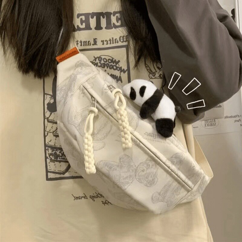 可爱小熊手机背包男女日系ins学生休闲小众斜挎包港风运动胸包G3