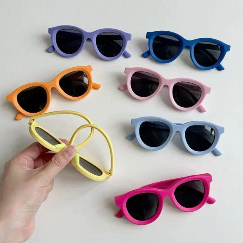 纯色宝宝软墨镜韩版儿童太阳镜夏季海边沙滩眼镜FFC