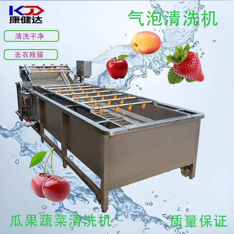 商用自动桃子清洗机蔬菜水果肉类净菜机气泡冲浪连续清洗机