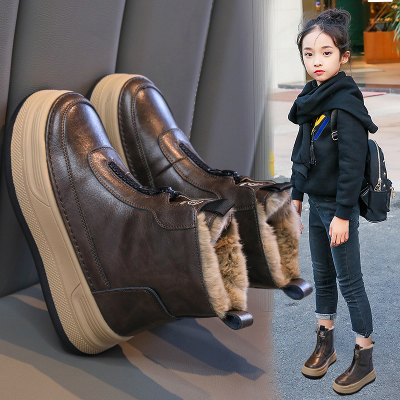 女童雪地靴2025冬季新款加绒防滑