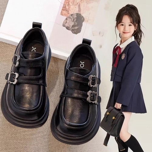 女童黑色玛丽珍小皮鞋