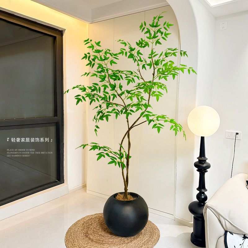 客厅绿植仿真南天竹盆栽室内大型落地装饰摆件仿生植物假花树摆设