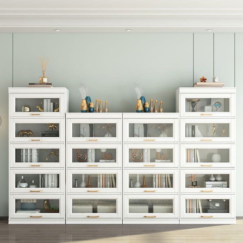 CSP1实木防尘玻璃门书柜书架家用落地客收纳柜置物架靠墙组合