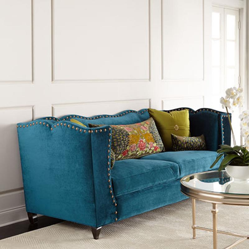 美式布艺沙发欧式客厅三人沙发现代轻奢沙发布皮艺可来图制作沙发