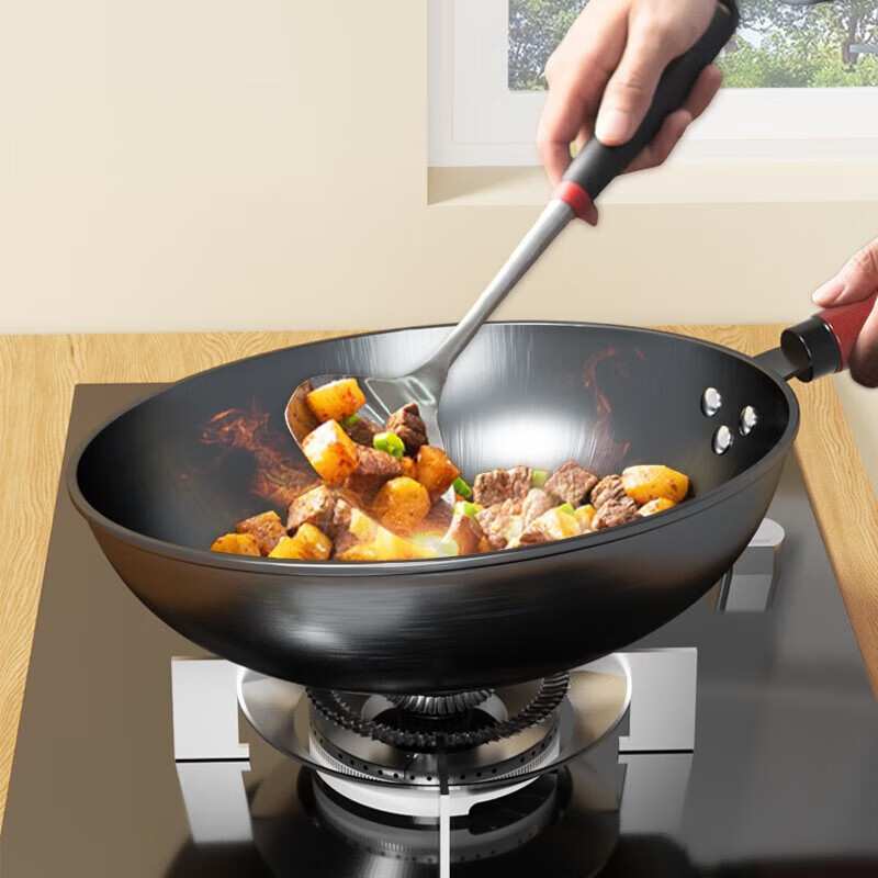 美.菱经典真不锈炒锅 MGJ-LC3212家用老式炒锅炉灶通用加厚平底WY