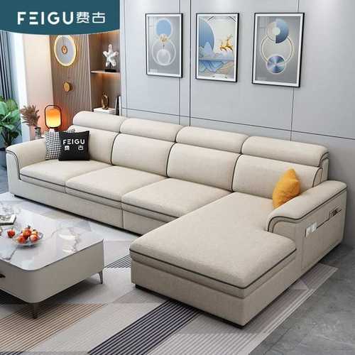 费古北欧布艺沙发客厅小户型简约现代免洗科技猫抓布整装沙发组合
