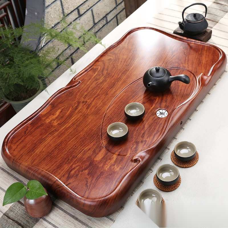 黑檀木茶盘实木新款家用简约茶海茶台客厅茶具小型原木茶托盘排水